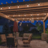 Fixed Socket Bistro Lighting on Patio with Pergola