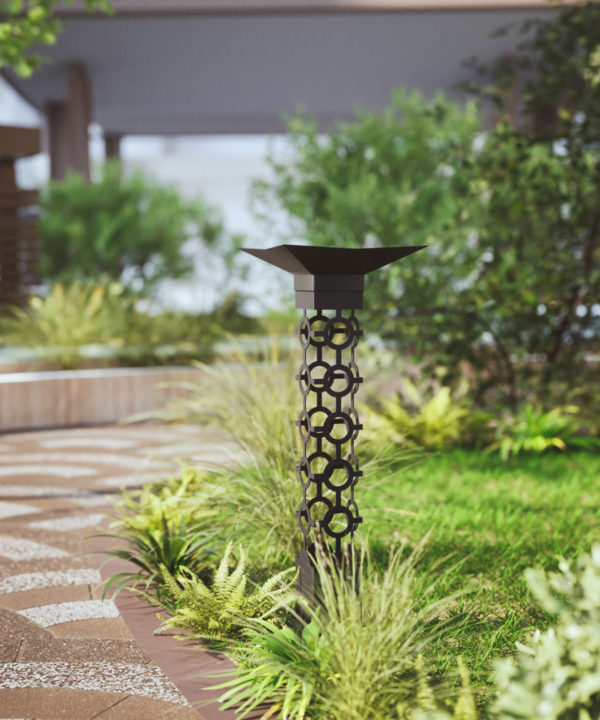 Bird bath topper and light bollard in design celtic