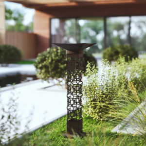 Bird bath topper and light bollard in design st james