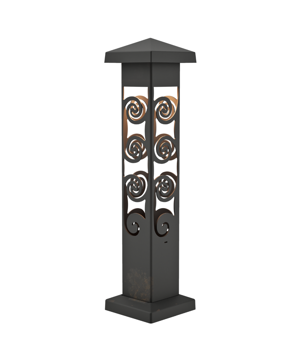 Black spiral bollard light